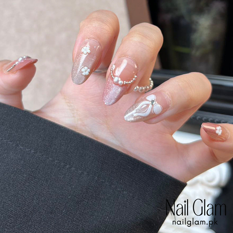 Nail Glam 445 - Mystique Pearls (30Pcs) - Application Kit Included