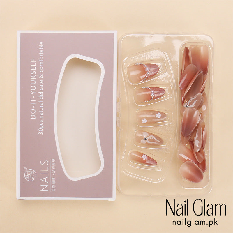 Nail Glam 445 - Mystique Pearls (30Pcs) - Application Kit Included