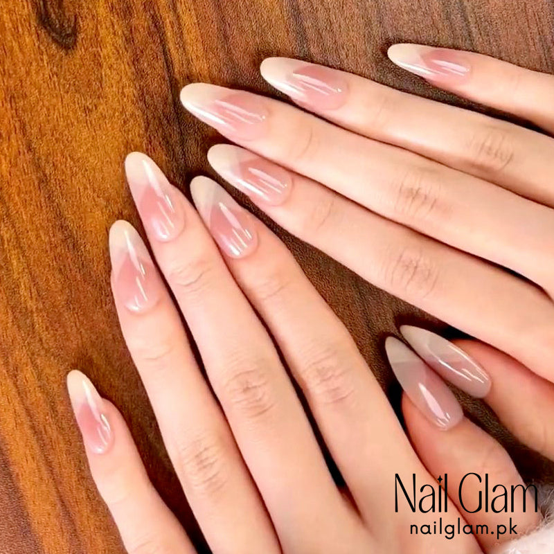 Nail Glam 449 - Nude Elegance (30Pcs) - Application Kit Included