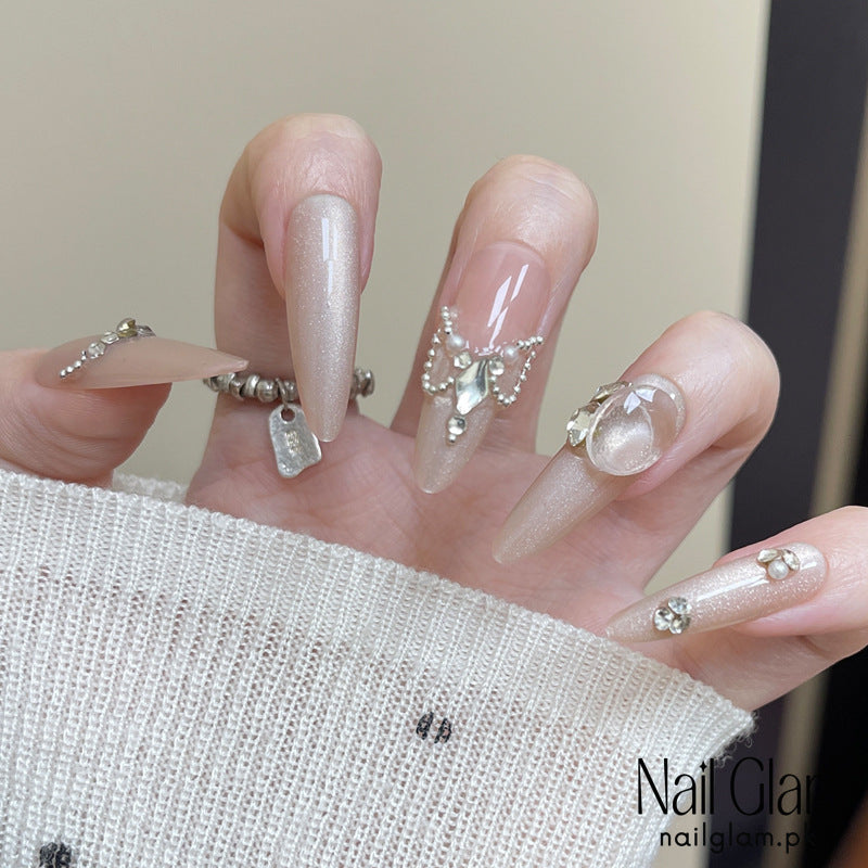 Nail Glam 455 - Regal Elegance – Press-On Nails (30Pcs) - Application Kit Included