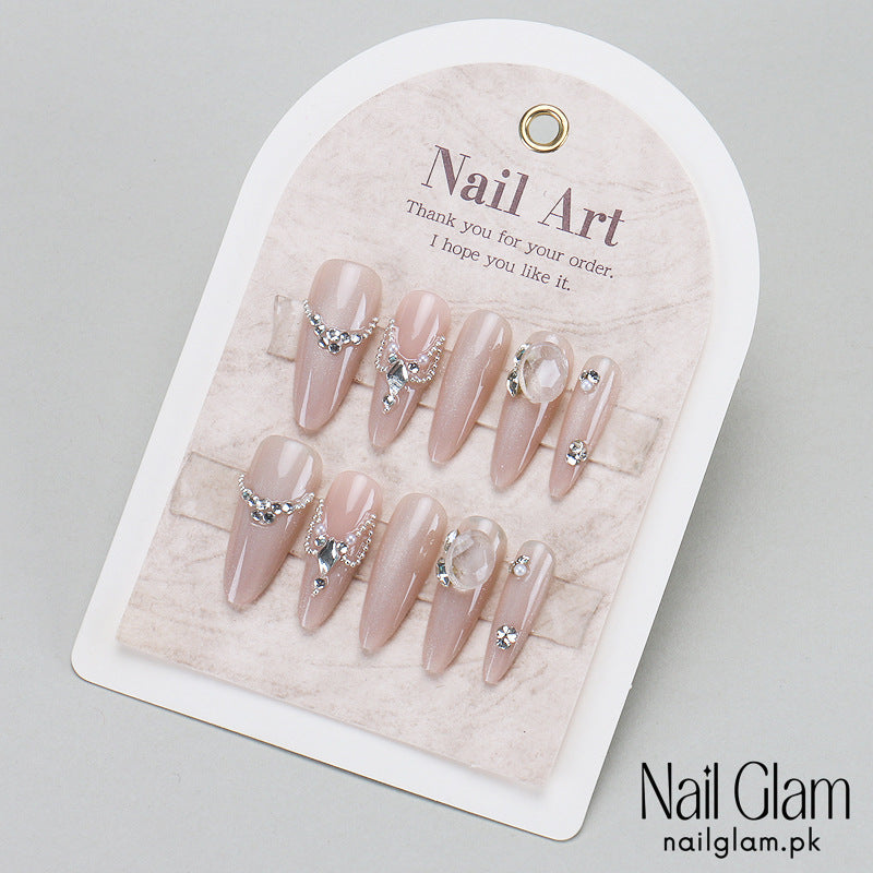 Nail Glam 455 - Regal Elegance – Press-On Nails (30Pcs) - Application Kit Included