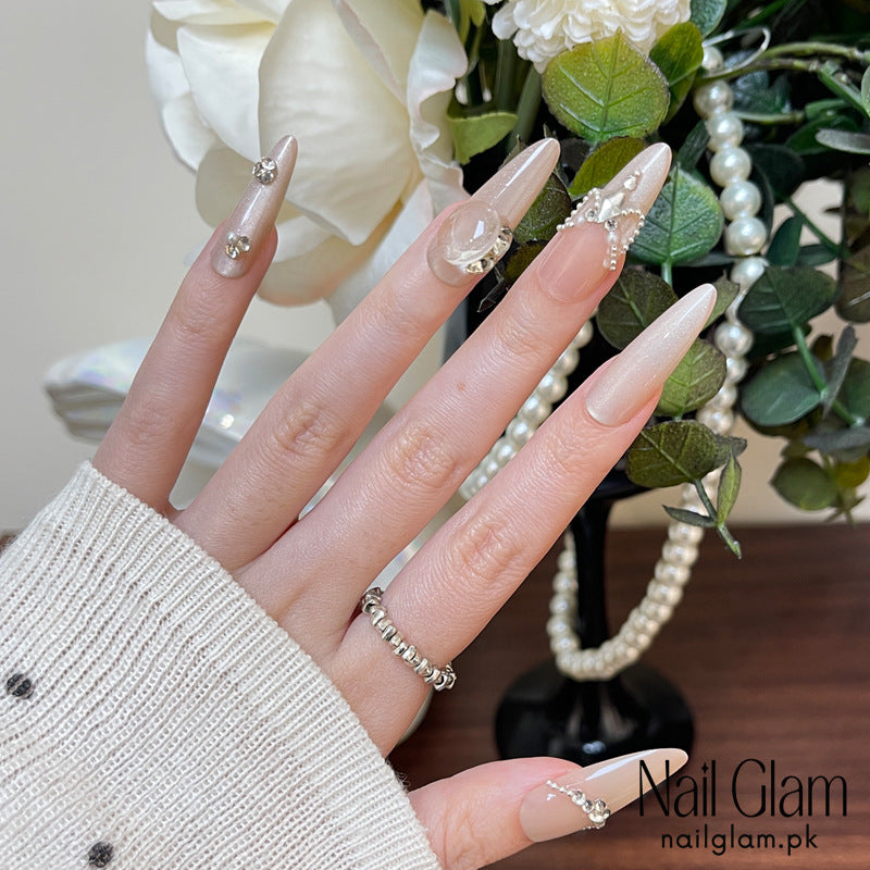 Nail Glam 455 - Regal Elegance – Press-On Nails (30Pcs) - Application Kit Included