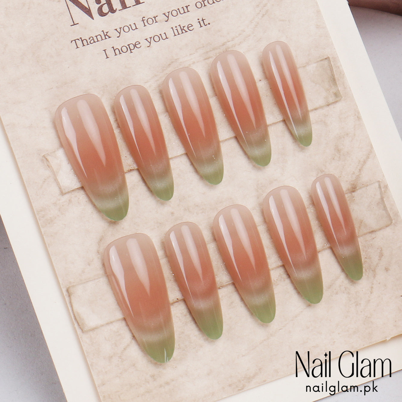 Nail Glam 456 - Nature-Inspired Gradient (30Pcs) - Application Kit Included