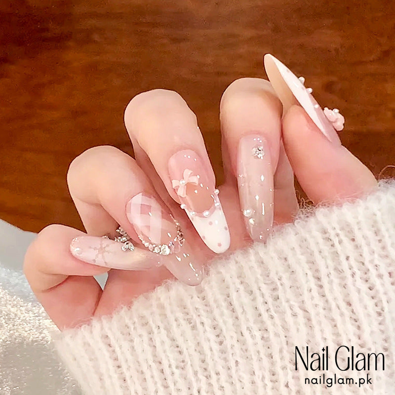 Nail Glam 457 - Ballet Bows (30Pcs) - Application Kit Included