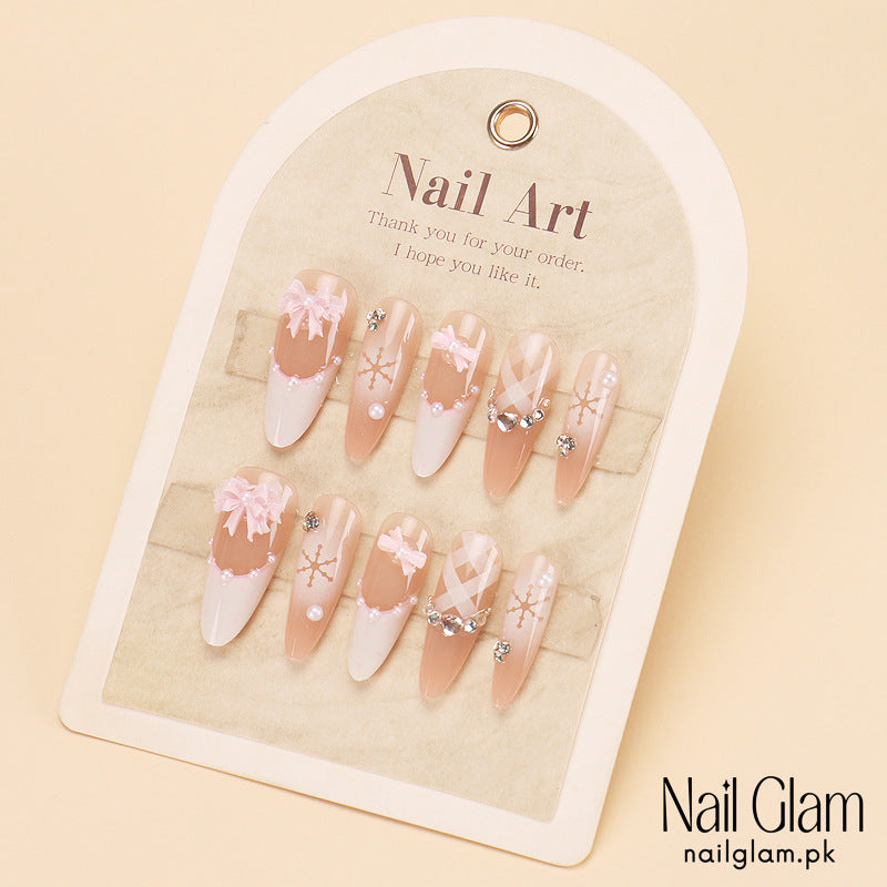 Nail Glam 457 - Ballet Bows (30Pcs) - Application Kit Included