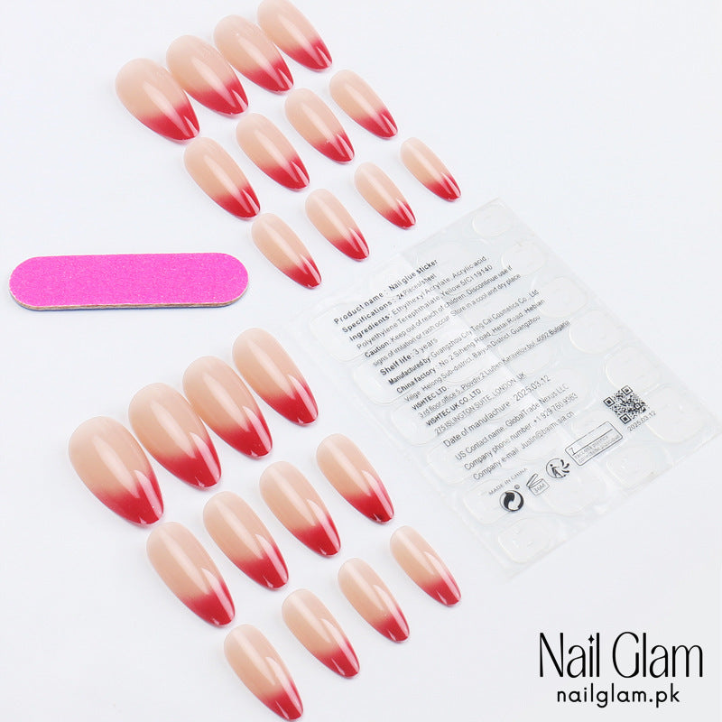 Nail Glam 458 - Cherry Blossom Tips (24Pcs) - Application Kit Included