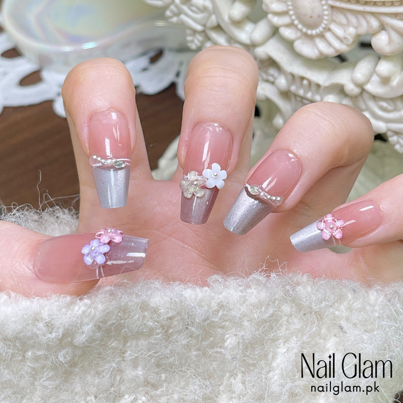 Nail Glam 459 - Flower Power (30Pcs) - Application Kit Included