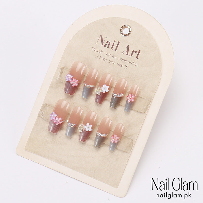 Nail Glam 459 - Flower Power (30Pcs) - Application Kit Included