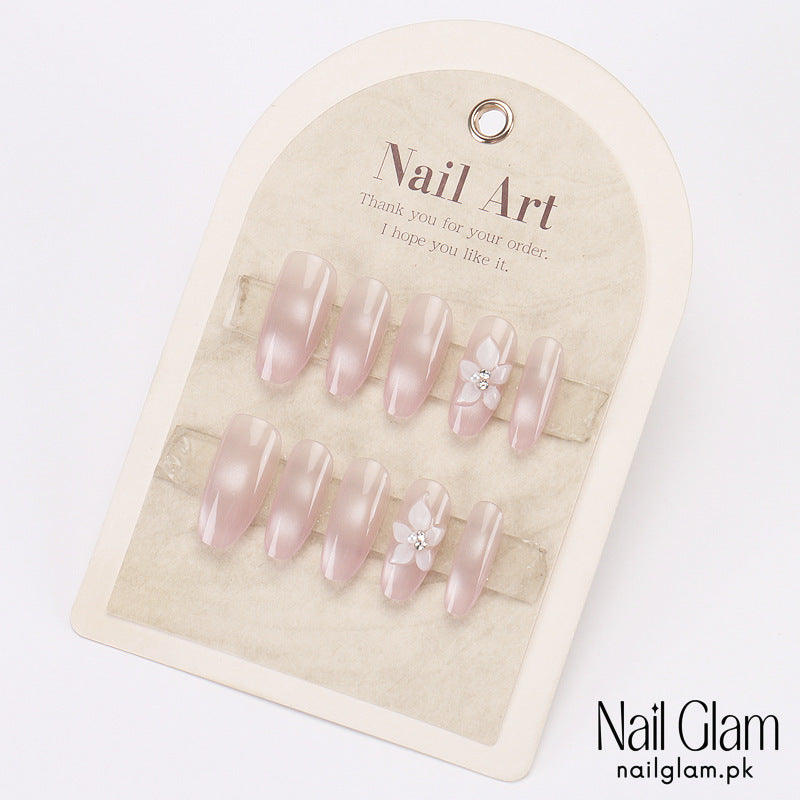 Nail Glam 460 - Delicate Floral Accent (30Pcs) - Application Kit Included