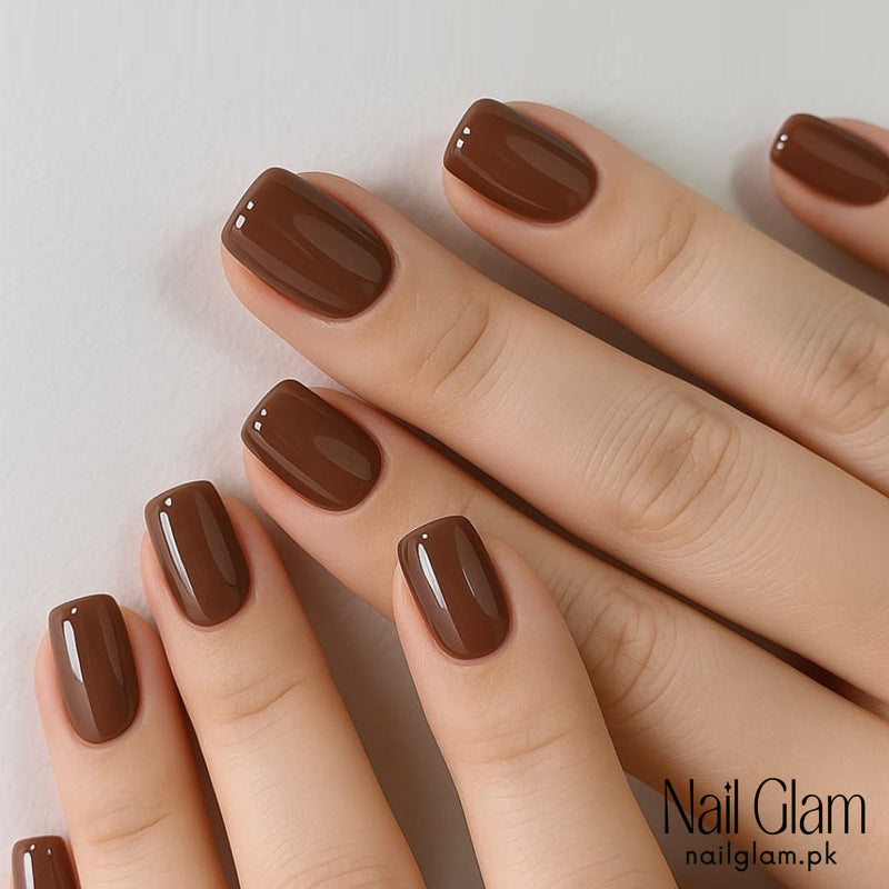 Nail Glam 461 - Cocoa Delight (24Pcs) - Application Kit Included