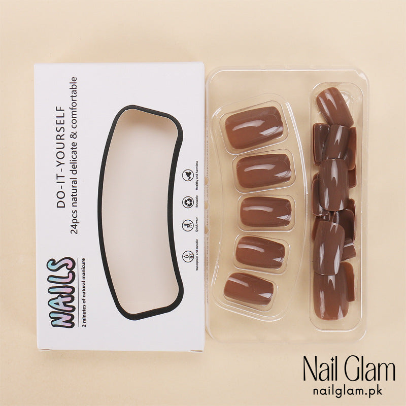 Nail Glam 461 - Cocoa Delight (24Pcs) - Application Kit Included