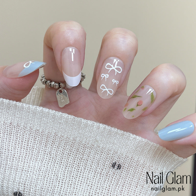 Nail Glam 463 - Coastal Design (30Pcs) - Application Kit Included