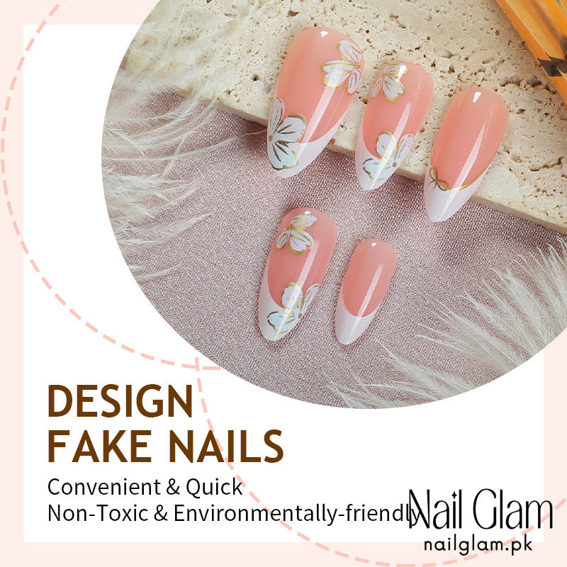 Nail Glam 473 - Exquisite Accent (24Pcs) - Application Kit Included