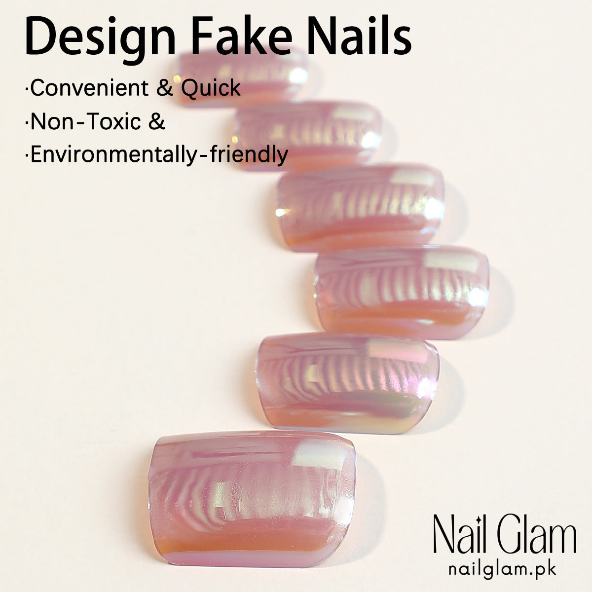 Nail Glam 474 - Subtle Shine (24Pcs) - Application Kit Included