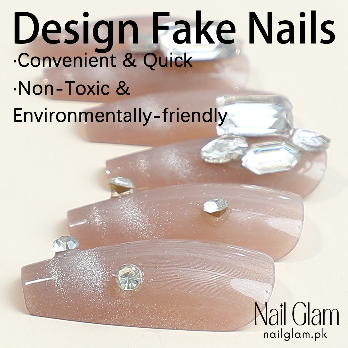 Nail Glam 476 - Elegant Pearls (24Pcs) - Application Kit Included