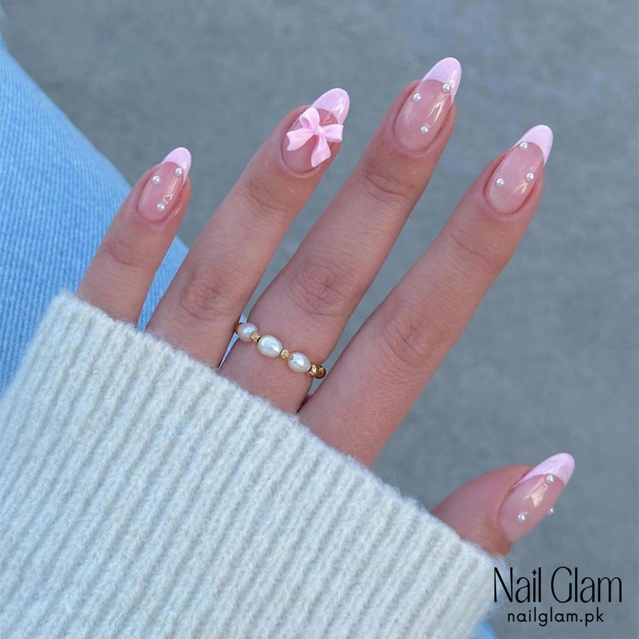 Nail Glam 484 - Delicate Touch of Pink (24Pcs) - Application Kit Included