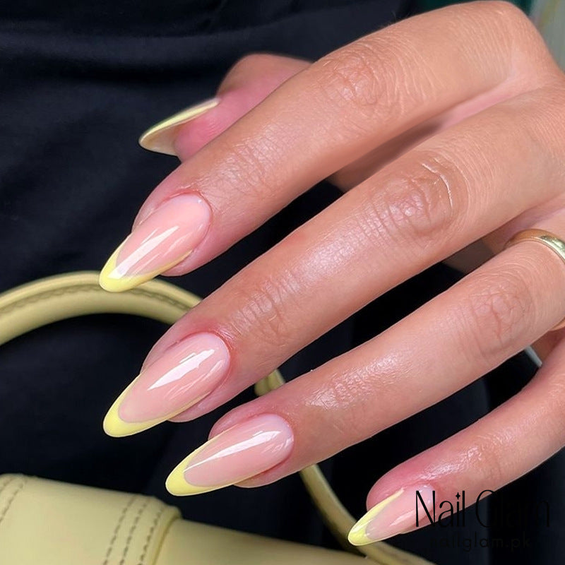 Nail Glam 487 - Lemon Drop (24Pcs) - Application Kit Included