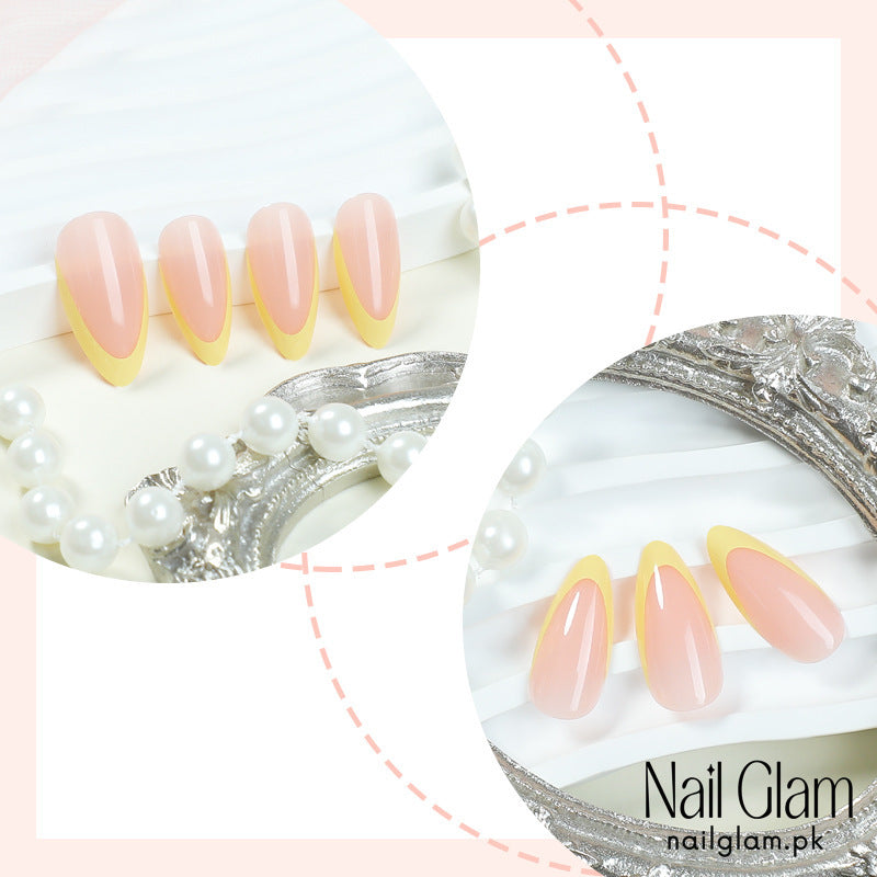 Nail Glam 487 - Lemon Drop (24Pcs) - Application Kit Included