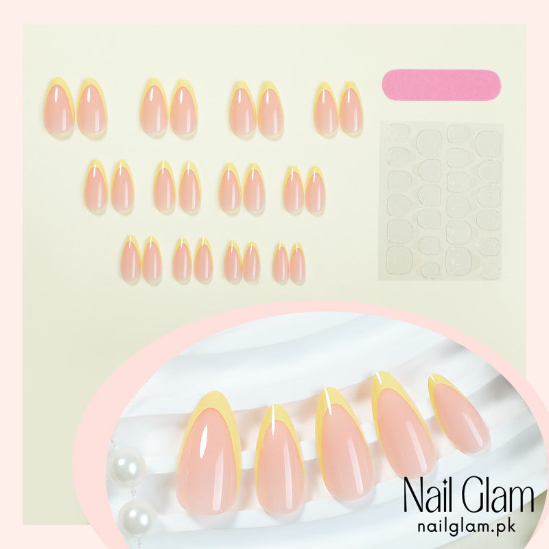 Nail Glam 487 - Lemon Drop (24Pcs) - Application Kit Included