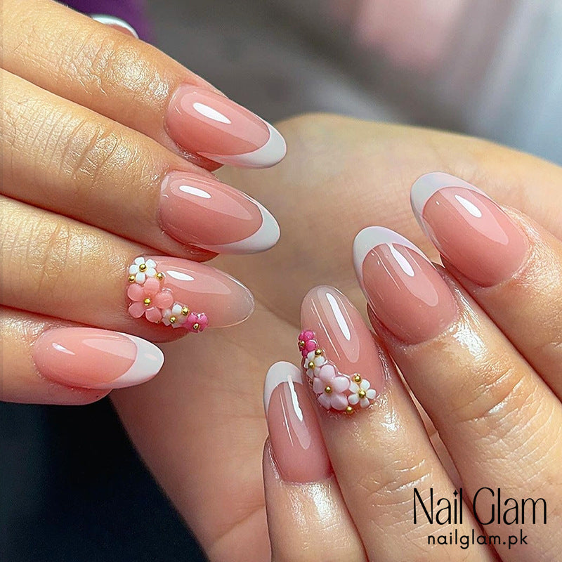 Nail Glam 489 - Blossom Delight (24Pcs) - Application Kit Included