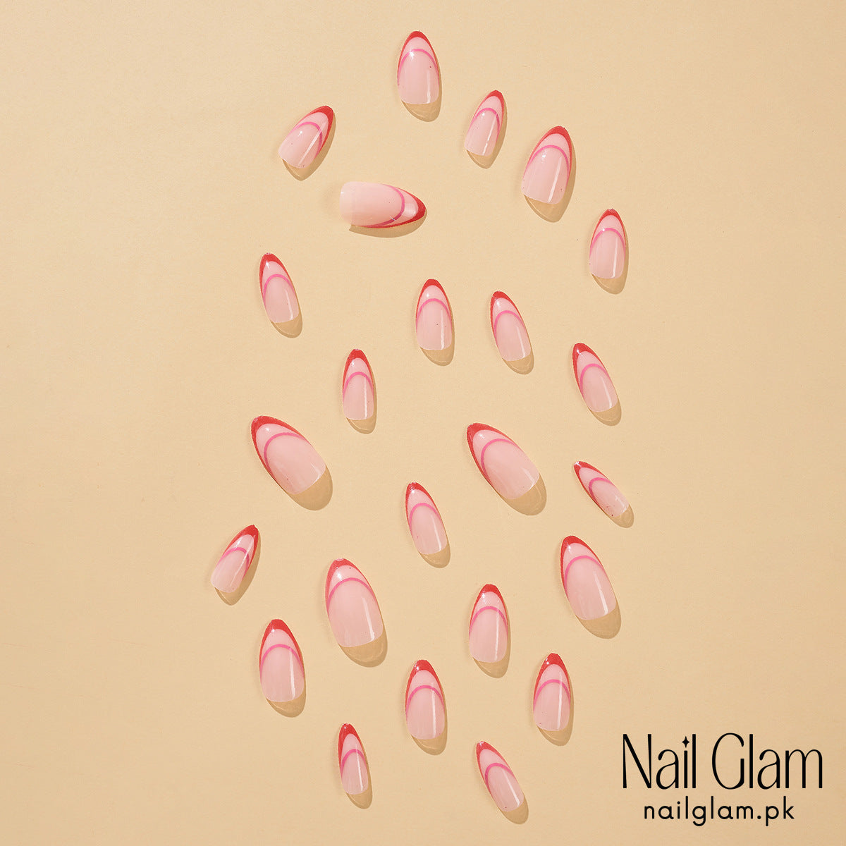 Nail Glam 493 - Fuchsia Tip (24Pcs) - Application Kit Included