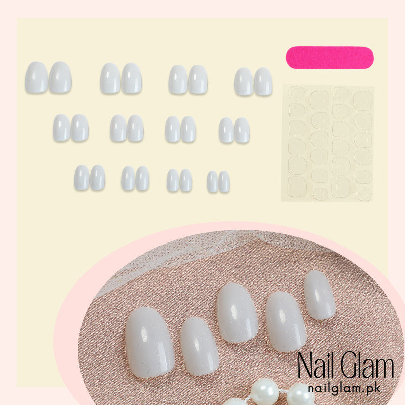 Nail Glam 496 - Crystal Frost (24Pcs) - Application Kit Included