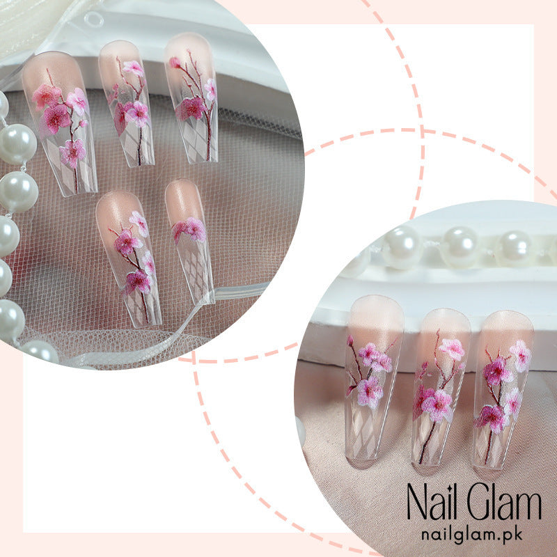 Nail Glam 497 - Nature Inspired Design (24Pcs) - Application Kit Included