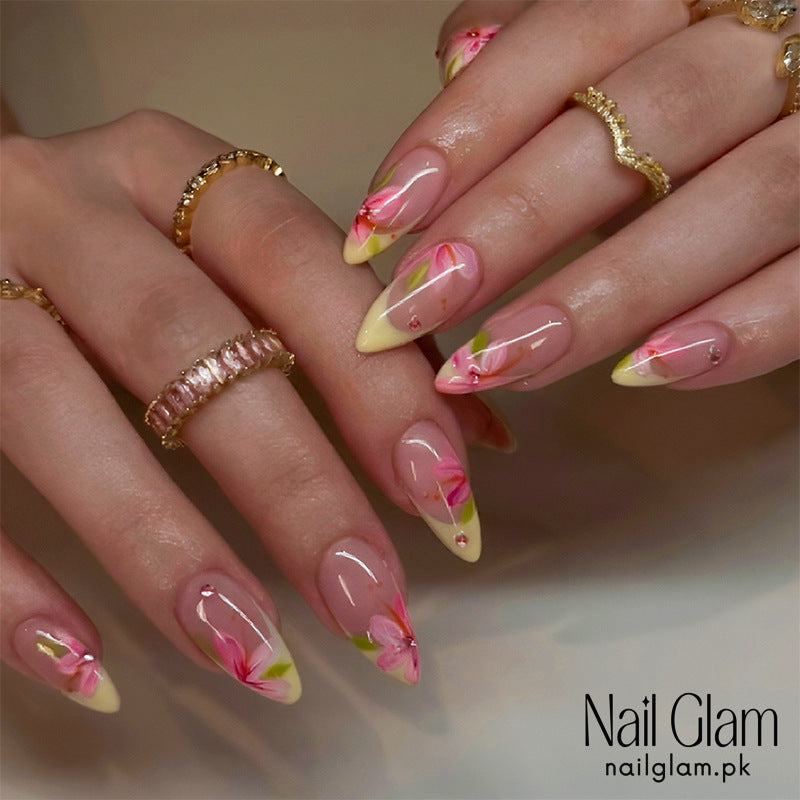 Nail Glam 498 - Tropical Bloom (24Pcs) - Application Kit Included