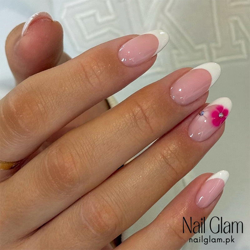Nail Glam 500 - Sweet Pink French (24Pcs) - Application Kit Included