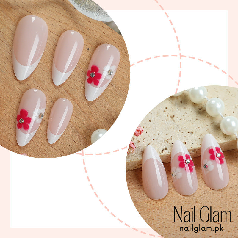 Nail Glam 500 - Sweet Pink French (24Pcs) - Application Kit Included