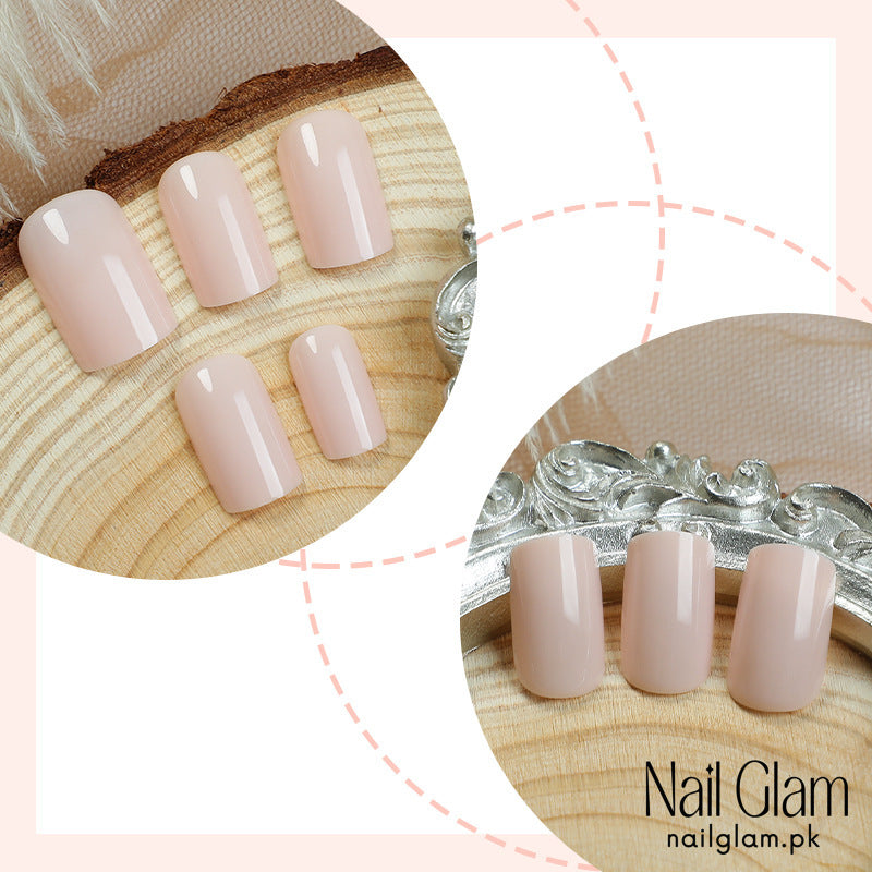 Nail Glam 501 - Classic Cream Shade (24Pcs) - Application Kit Included