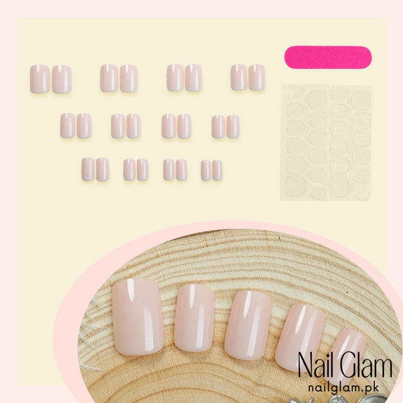 Nail Glam 501 - Classic Cream Shade (24Pcs) - Application Kit Included