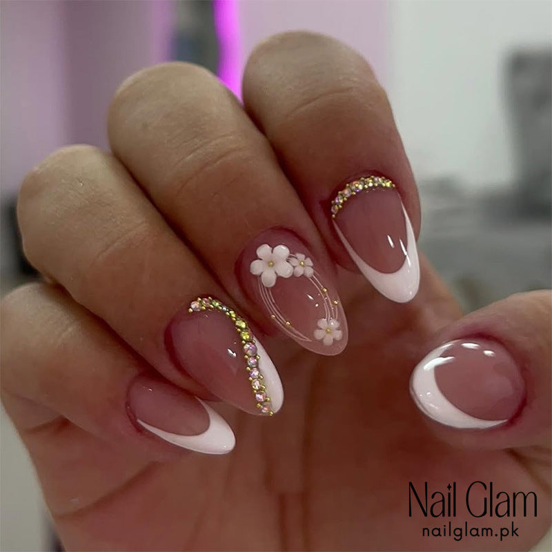 Nail Glam 504 - Dusty Rose Delicacy (24Pcs) - Application Kit Included