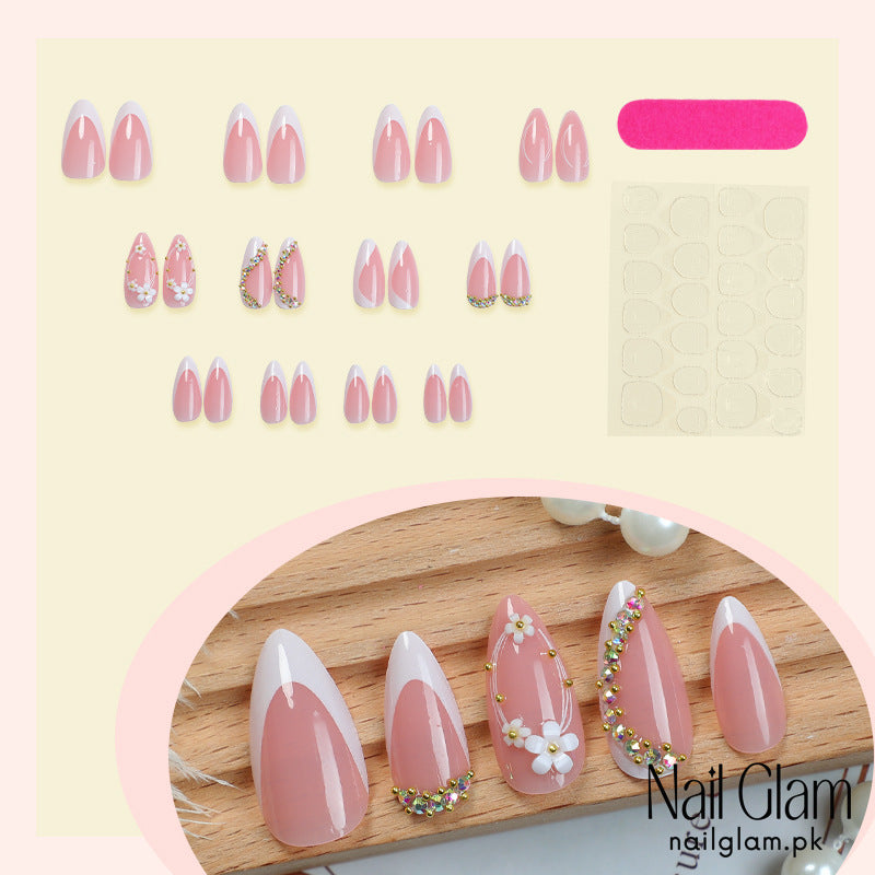 Nail Glam 504 - Dusty Rose Delicacy (24Pcs) - Application Kit Included
