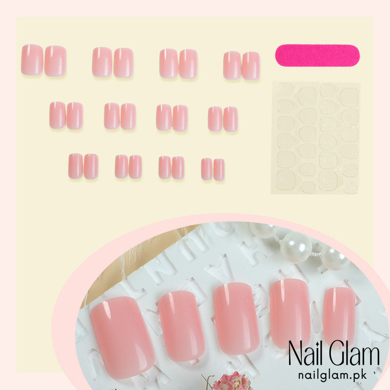 Nail Glam 506 - Bare Blush (24Pcs) - Application Kit Included