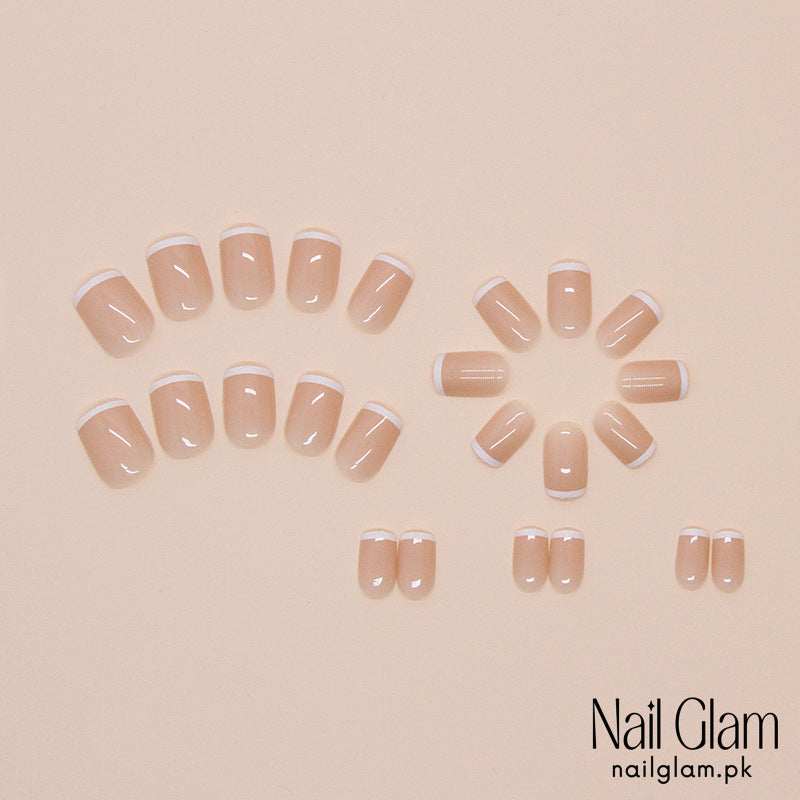 Nail Glam 512 - Nude Sheen (24Pcs) - Application Kit Included
