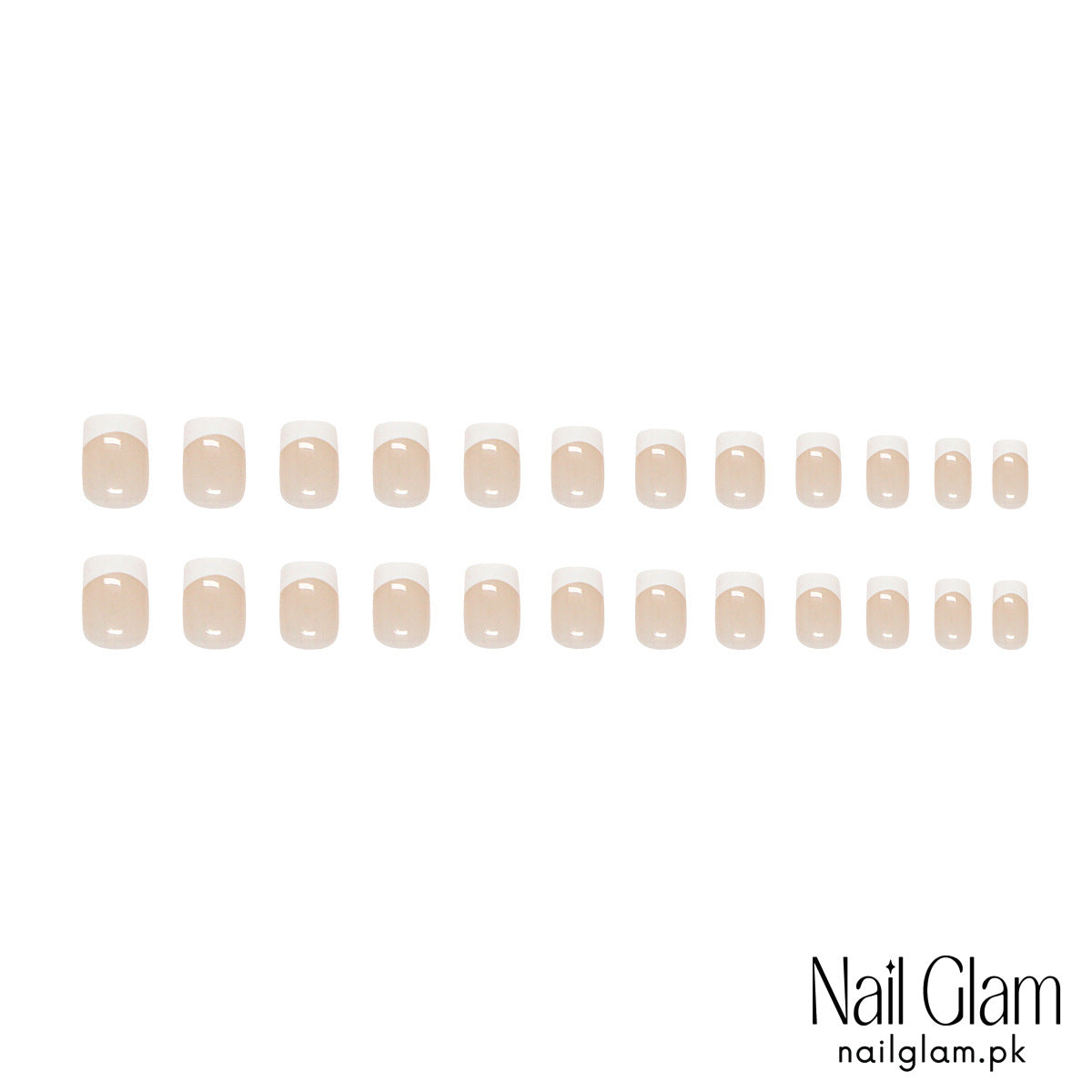Nail Glam 515 - Elegant Modern Touch French (24Pcs) - Application Kit Included