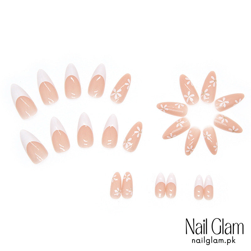 Nail Glam 522 -  Delicate Daisy (24Pcs) - Application Kit Included