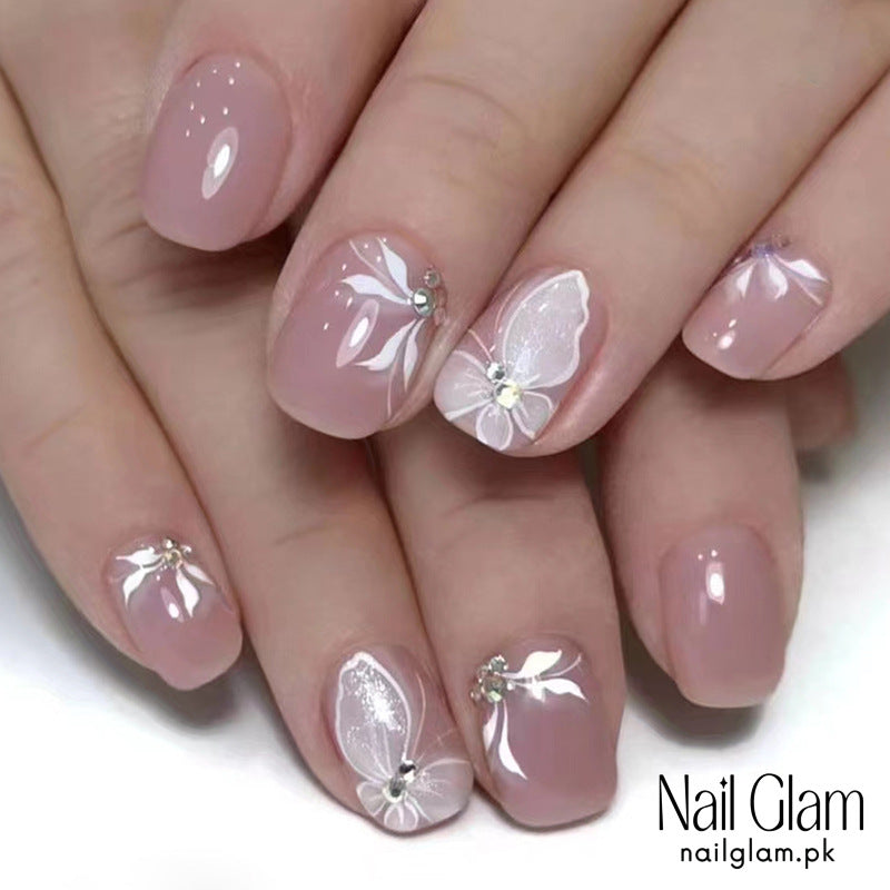 Nail Glam 524 - Blossoming Beauty (24Pcs) - Application Kit Included