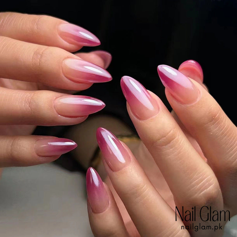 Nail Glam 526 - Rose Red Gradient (24Pcs) - Application Kit Included