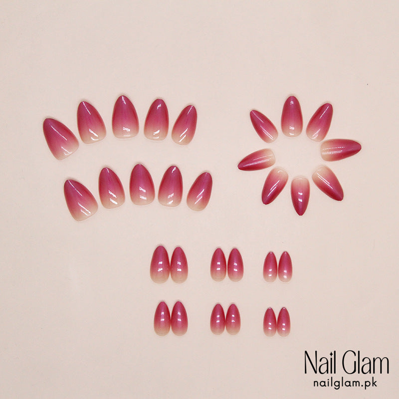 Nail Glam 526 - Rose Red Gradient (24Pcs) - Application Kit Included