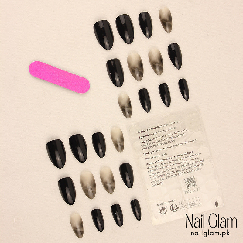 Nail Glam 528 - Edgy Gradient (24Pcs) - Application Kit Included