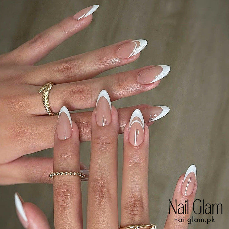 Nail Glam 539 - Modern French Curve (24Pcs) - Application Kit Included