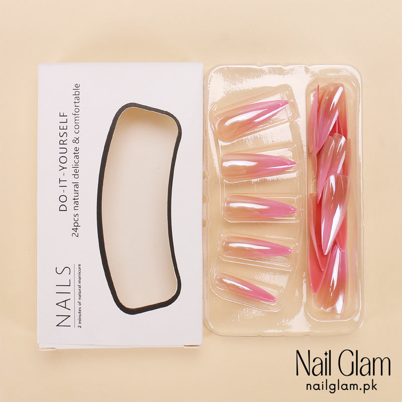 Nail Glam 540 - Pastel Pink Gradient (24Pcs) - Application Kit Included