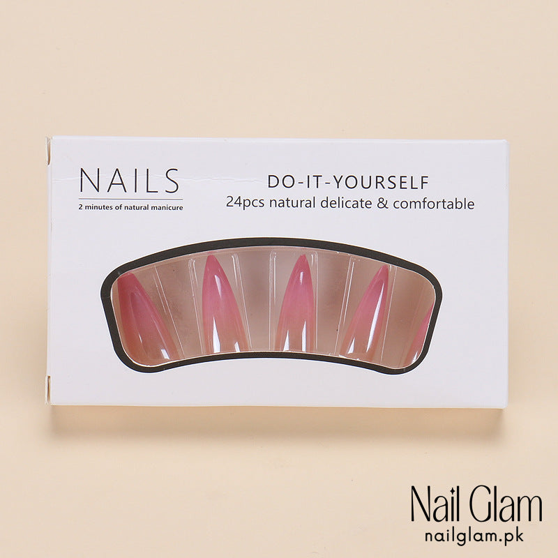 Nail Glam 540 - Pastel Pink Gradient (24Pcs) - Application Kit Included