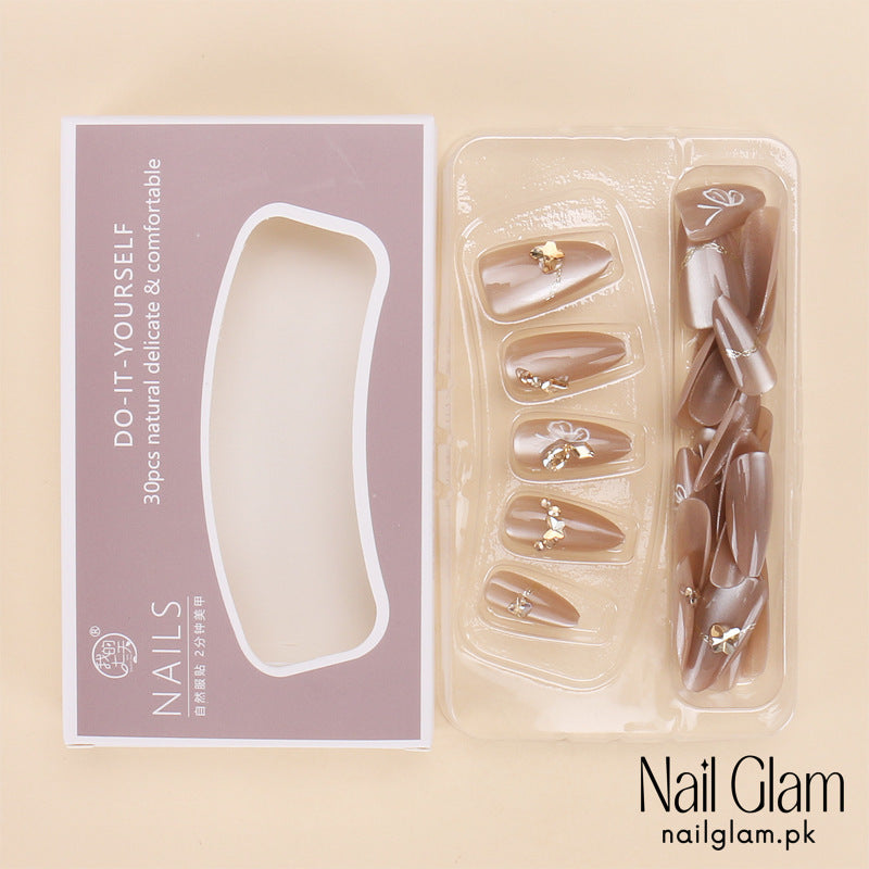 Nail Glam 541 - Luxe Butterfly (30Pcs) - Application Kit Included