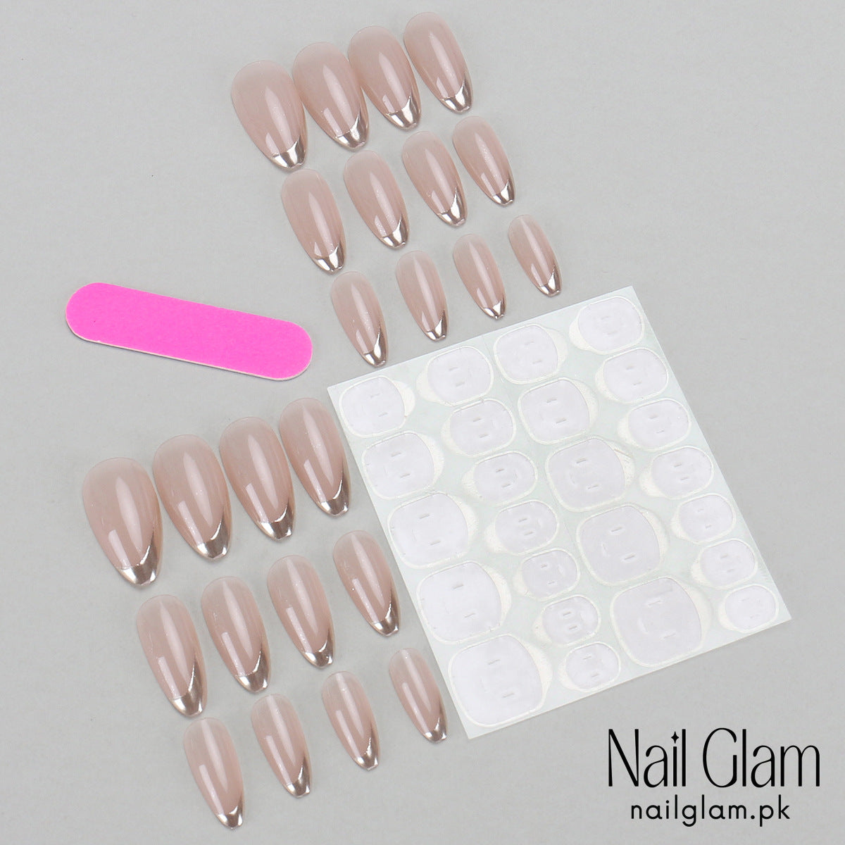 Nail Glam 547 -  French Curve (24Pcs) - Application Kit Included
