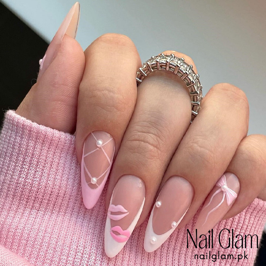 Nail Glam 549 - Chic Pink Parisian (24Pcs) - Application Kit Included