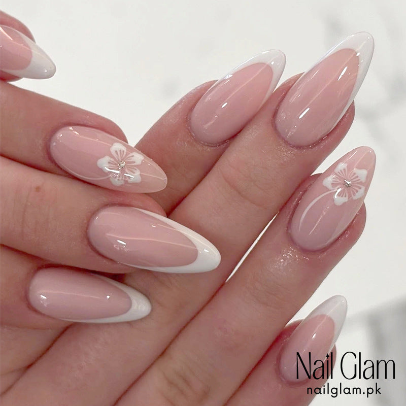 Nail Glam 556 - French Delicacy (24Pcs) - Application Kit Included