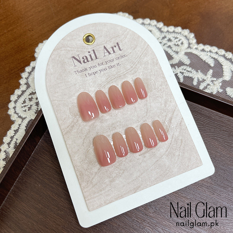 Nail Glam 558 - Soft Nude Gradient (30Pcs) - Application Kit Included